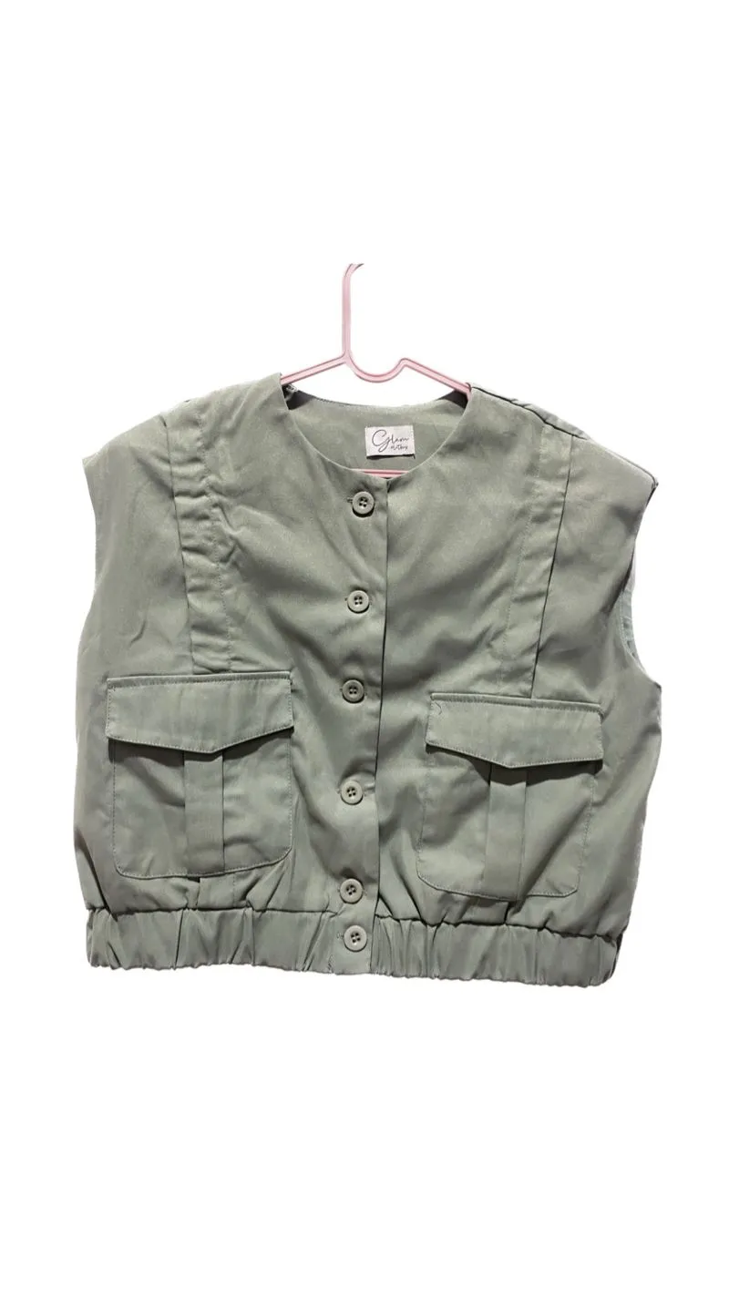 Vintage Minimalist Vest Wanita green photo 1