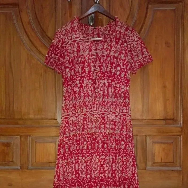 Dress Mini Slimfit Lengan Pendek Wanita Merah Motif Glitter  photo 1