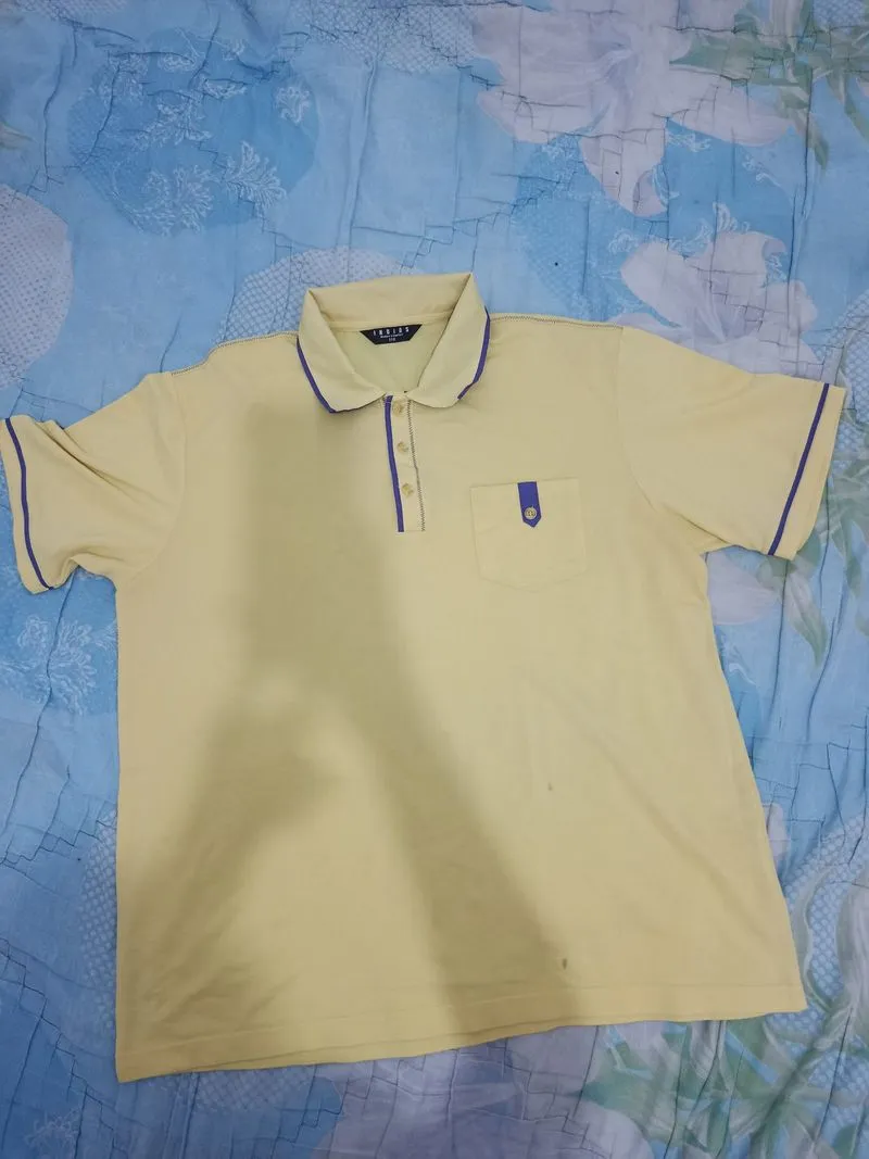 Streetwear Minimalist Polo shirt Pria yellow cream photo 1