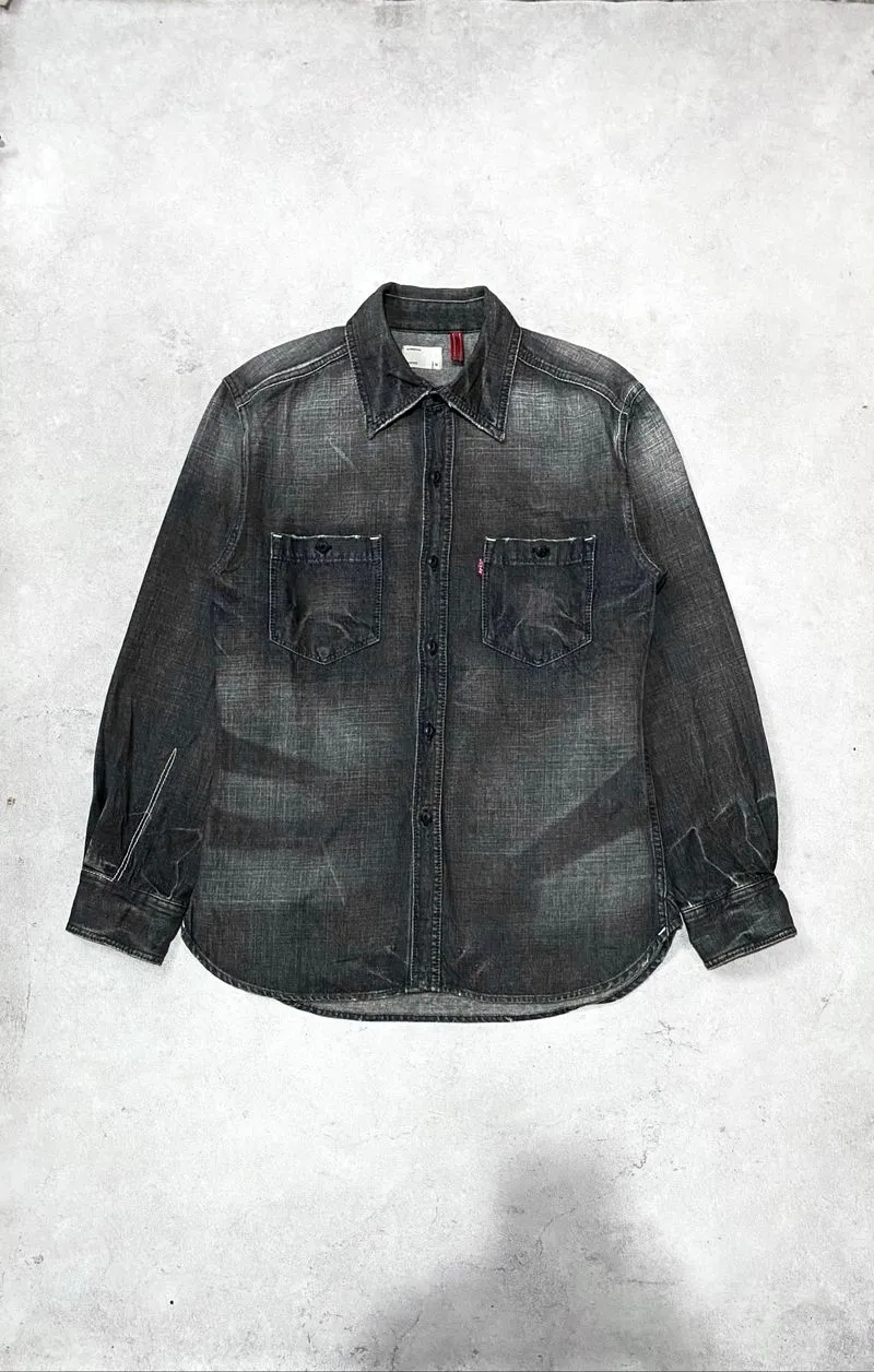 VTG LEVIS REDLOOP DENIM SHIRT BLACKWASH photo 1