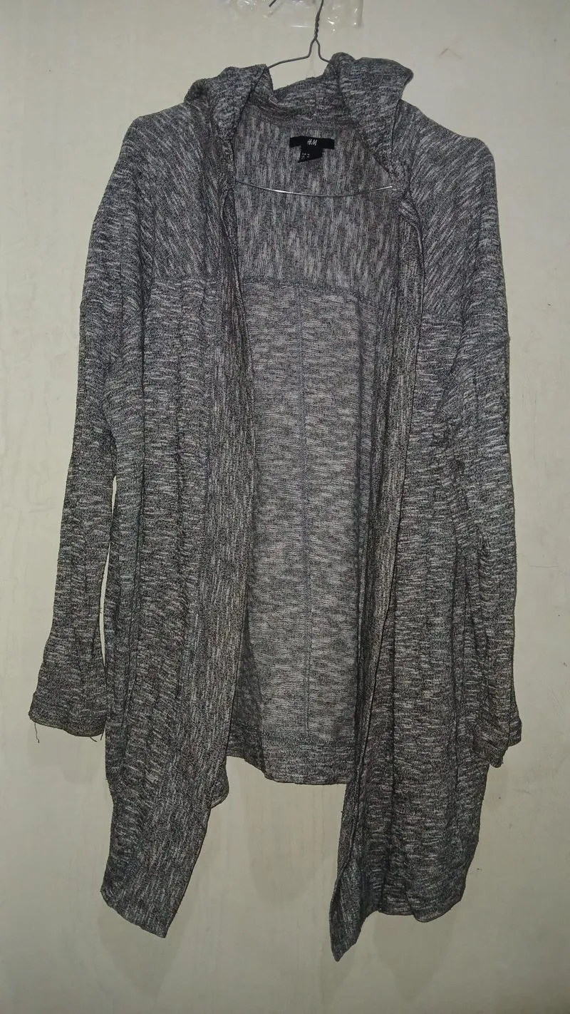 H&M - Cardigan Hoodie Outer Knit Heather Gray photo 1