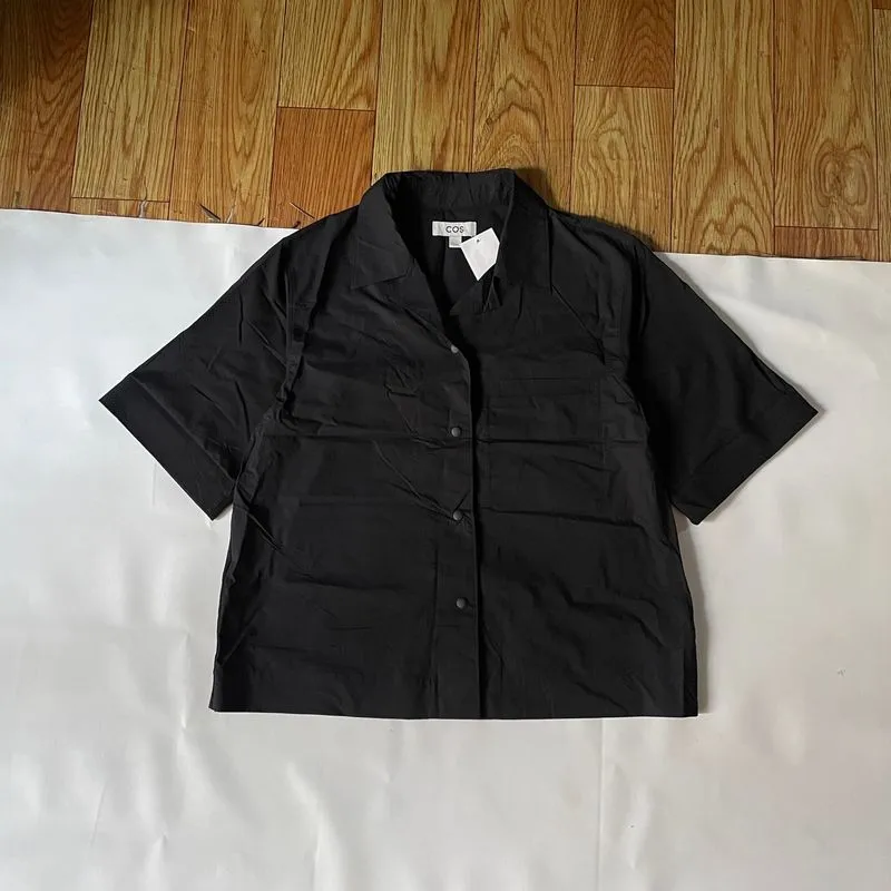 COS open collar shirt boxy snap botton photo 1