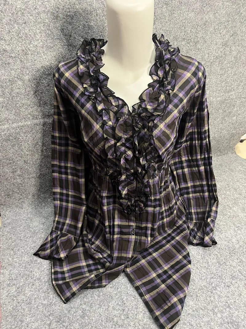 PL Long-Sleeved Tunic Shirt – Kemeja Purple and Black – 1 pc photo 1