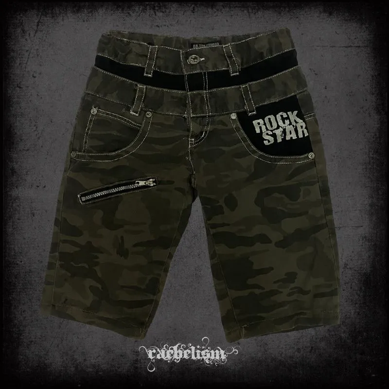 Batsu Studio Grunge Emo Short Wanita green black photo 1
