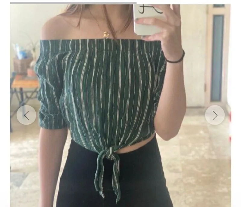 Pull & Bear Casual Crop top Wanita green photo 1