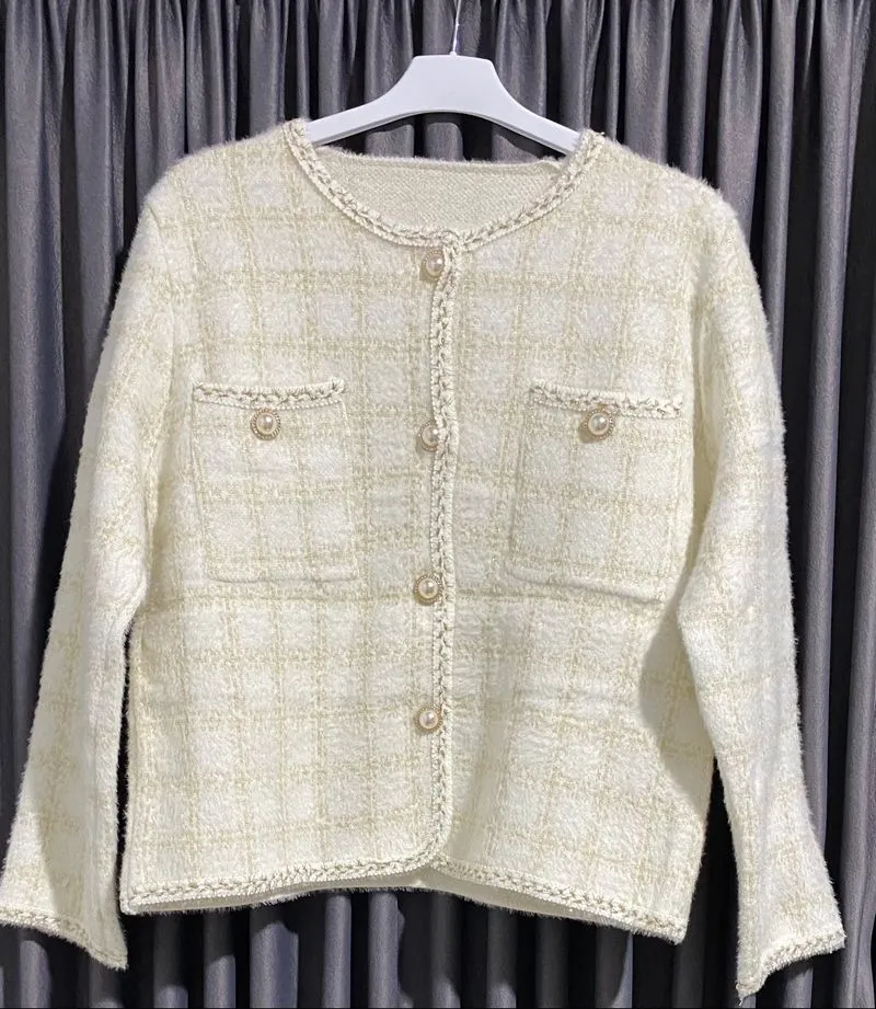One Set Fuzzy Hairy Knit Tweed-Style Jaket photo 1