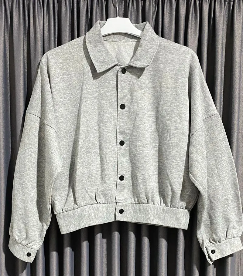 Grey Cropped Bomber Blouson Jaket photo 1