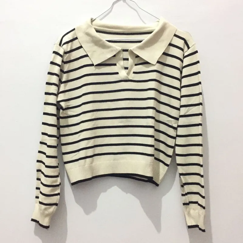 Casual Sweater Wanita black cream photo 1