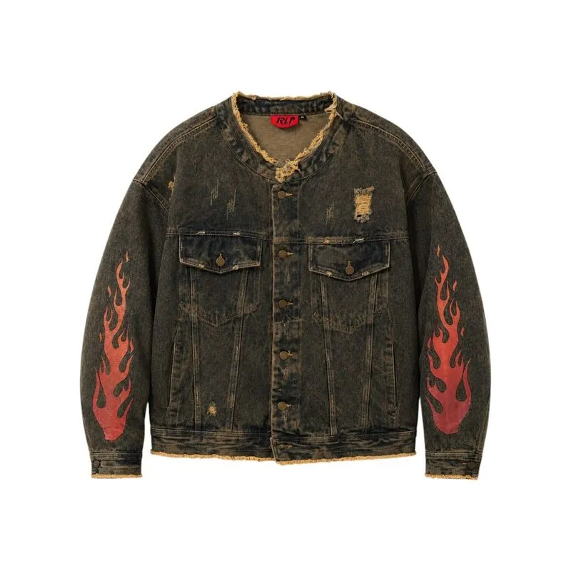 Vintage denim distressed ripped rock Japan metal photo 1