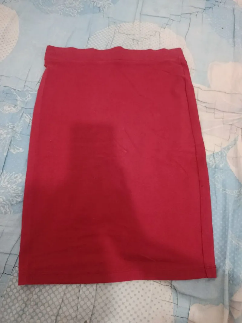 Forever 21 Casual Minimalist Skirt Wanita burgundy photo 1