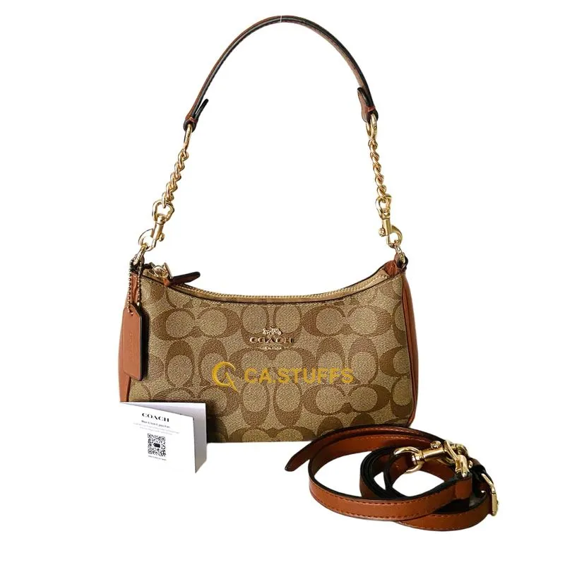 Coach COC Teri in Signature Shoulder & Crossbody Bag in Tan/ photo 1