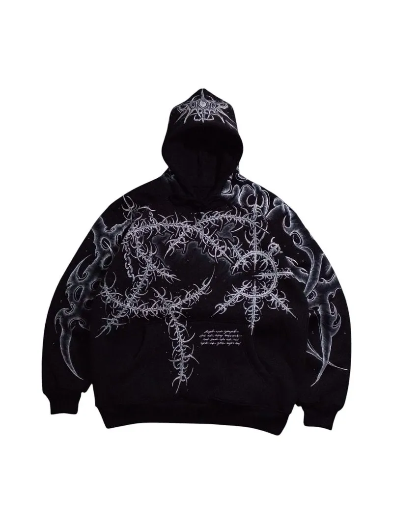 handmade painted hoodie black cybersigilism photo 1