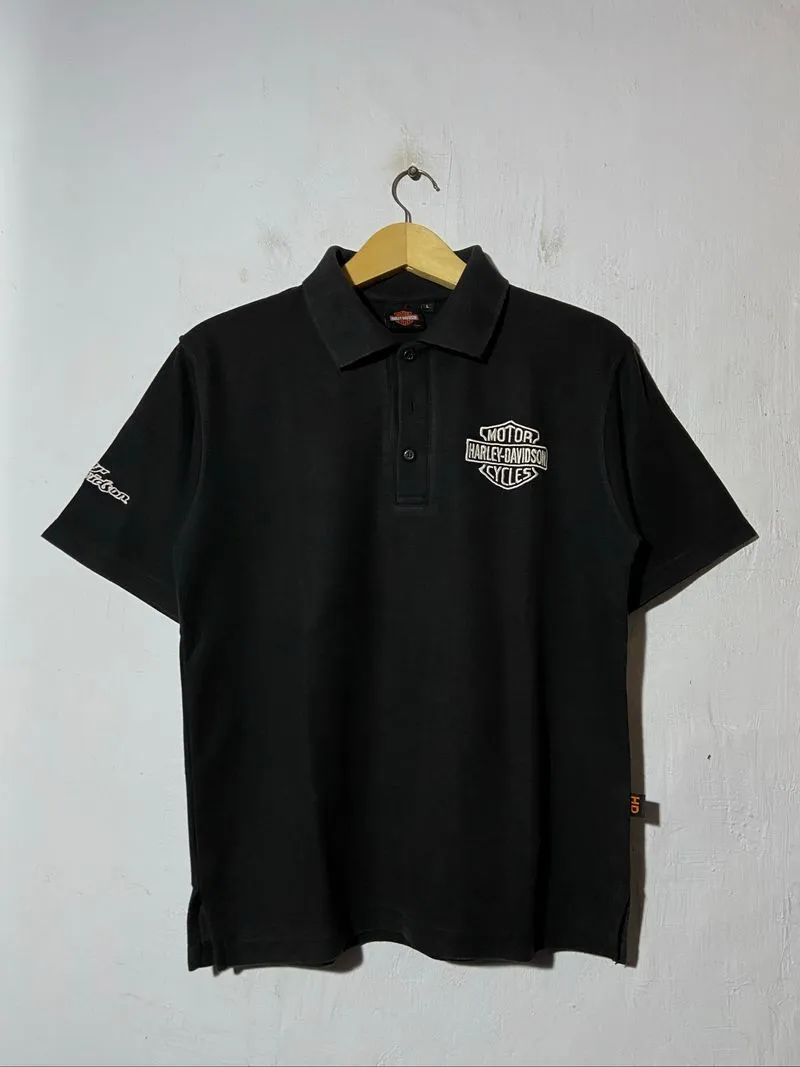 Harley Davidson Embroidered Logo Polo Shirt Unisex photo 1