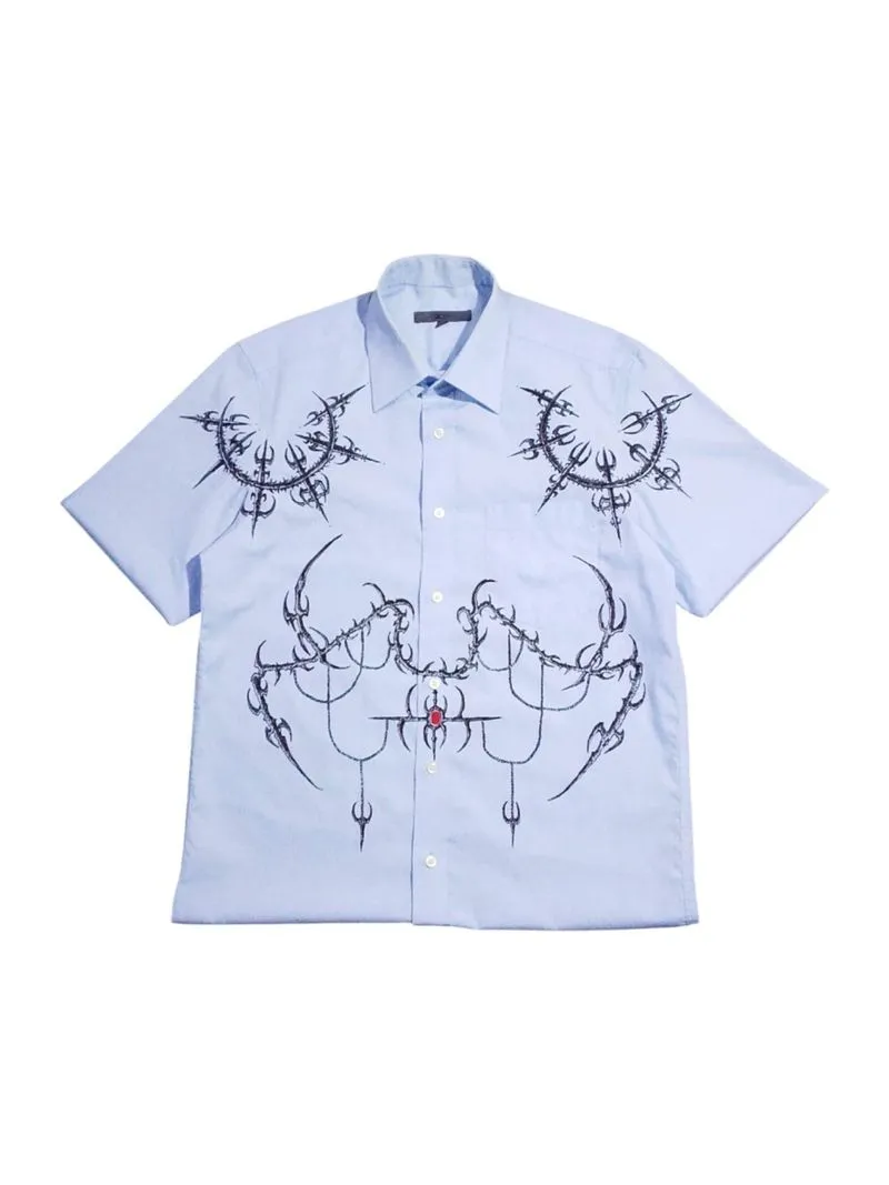 BOXY SHIRT BLUE SKY HANDMADE PAINTED CYBERSIGILISM photo 1