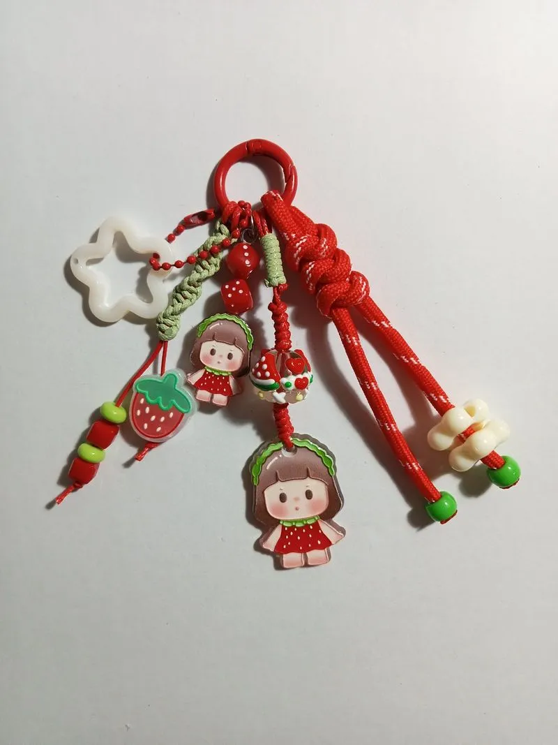 [ NETT ] Handmade Strawberry Girl Theme Bag Charm / Keychain photo 1