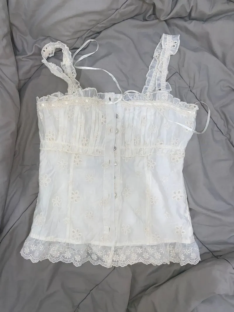 Coquette white lace top photo 1
