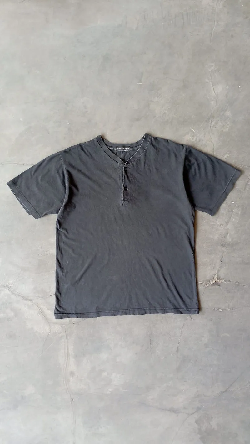 T-shirt Henley Blank Faded Black photo 1