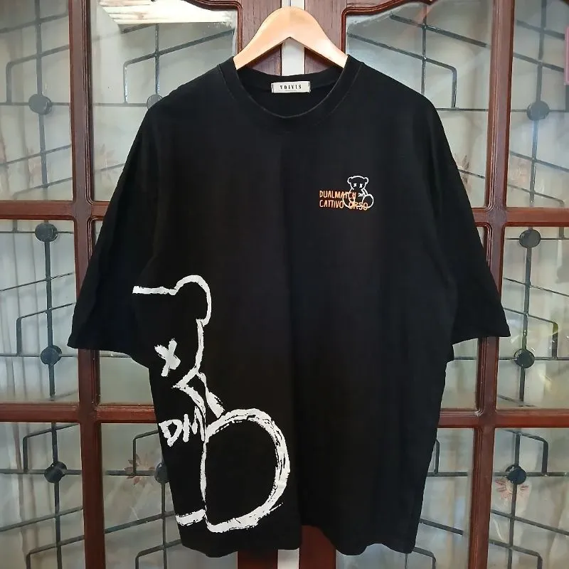 Streetwear Casual T-shirt Pria black photo 1