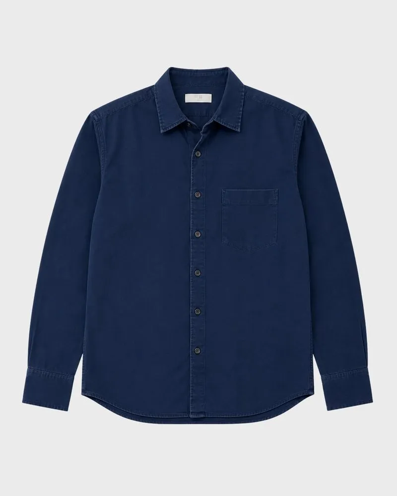 [L] Uniqlo Linen Navy Shirt (KM-331) photo 1