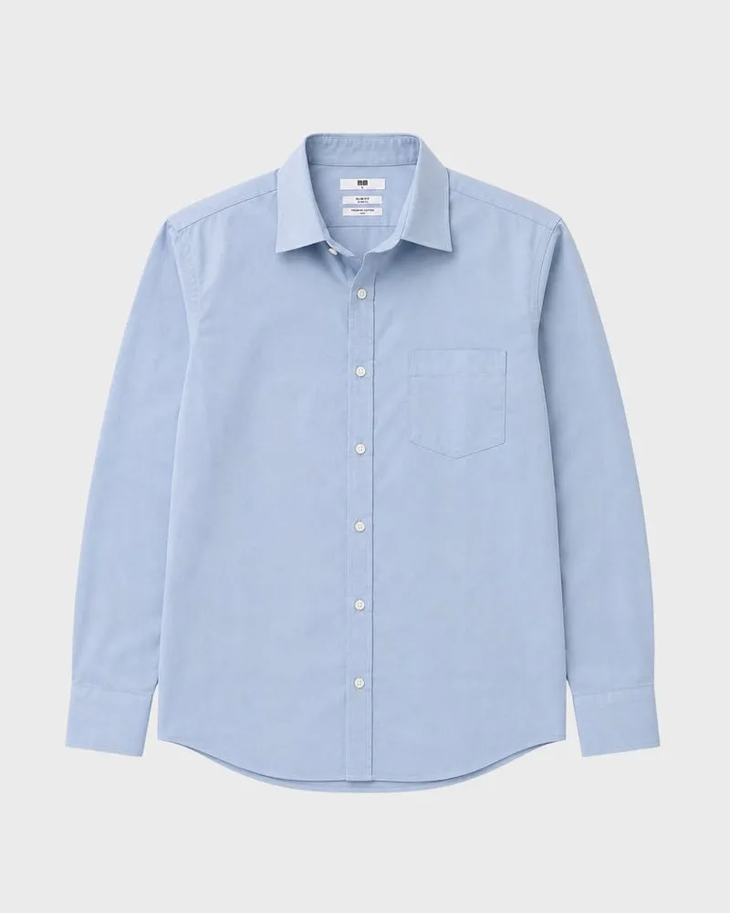 [M] Uniqlo Super Non Iron Shirt Blue Light 2 (KM-342) photo 1