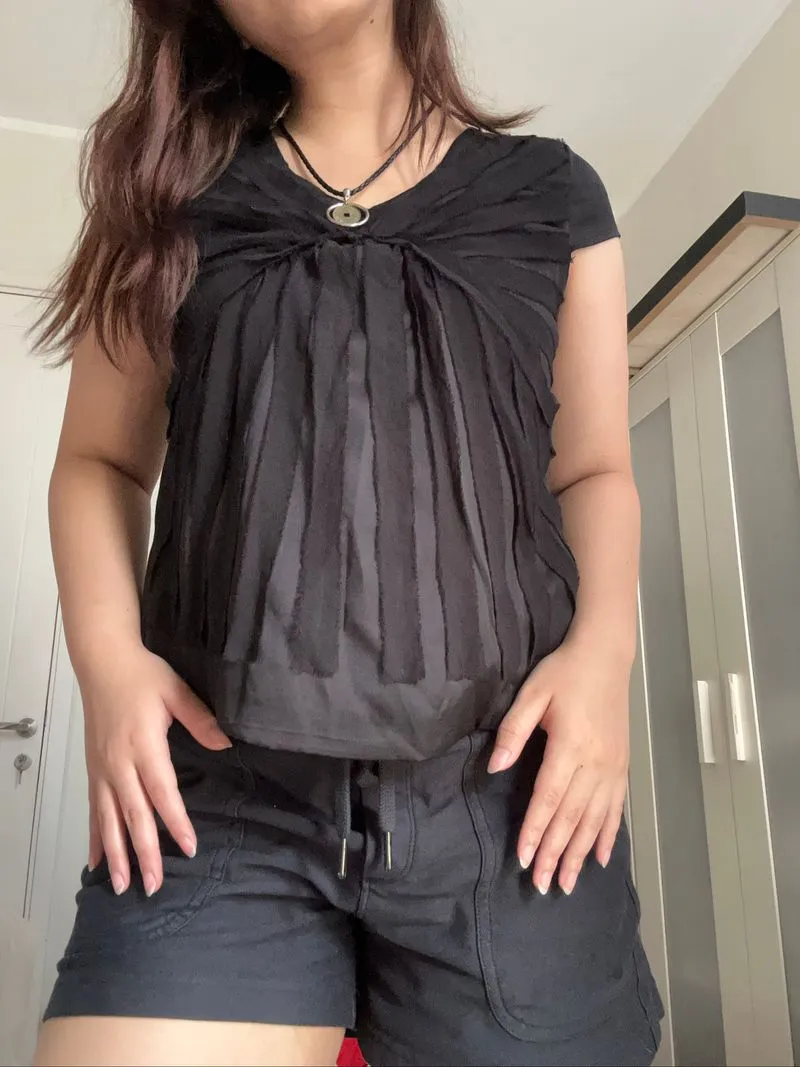 shortsleeve ruffle blouse black photo 1