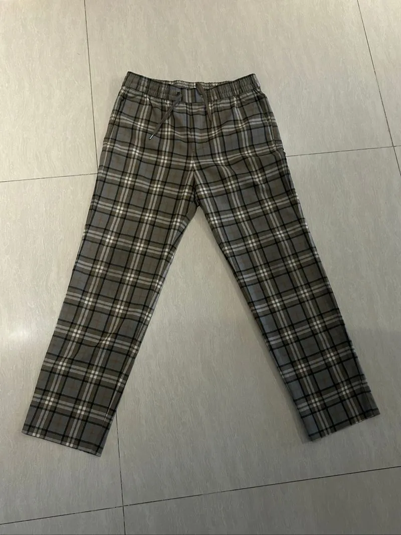 h&m gray plaid pull on pants photo 1