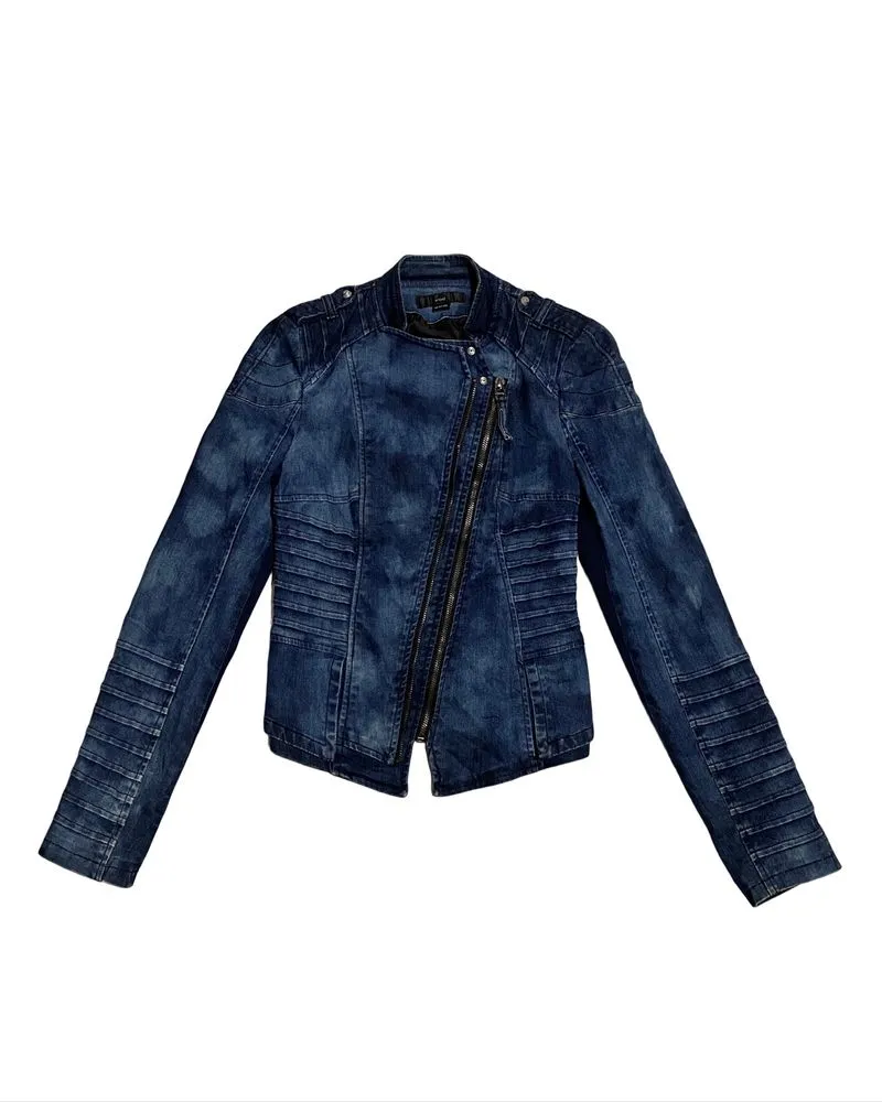 alt biker fitted denim jacket photo 1