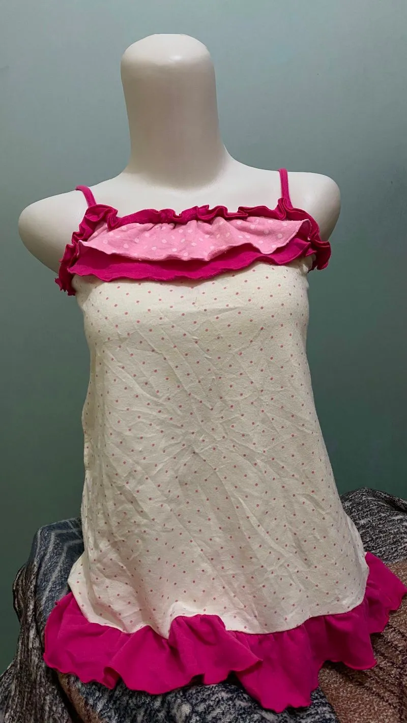 Strawberry pink white tank top dress photo 1