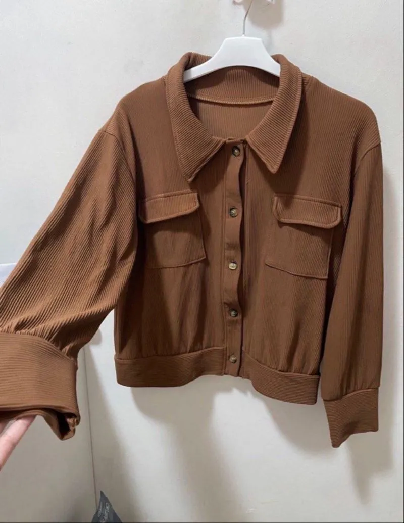 Jacket crop jastip bangkok Brown photo 1