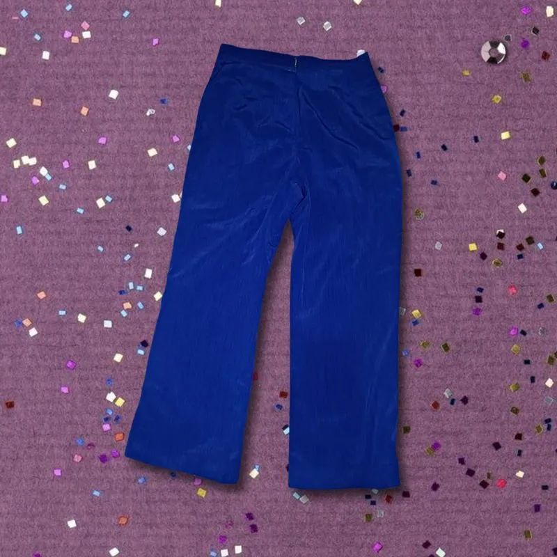 ROYAL BLUE WIDE LEG TROUSERS STRAIGHT CUT HIGH WAIST MINIMAL photo 1