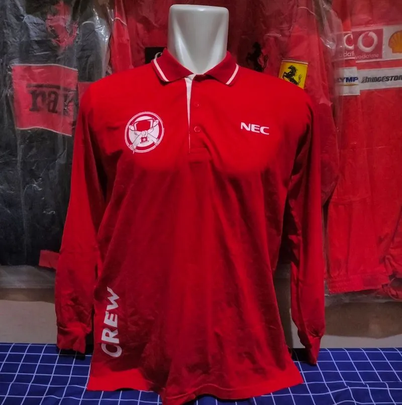 Polo Kaos Kerah Long Sleeve Merah Crew Event Basic Fashion photo 1