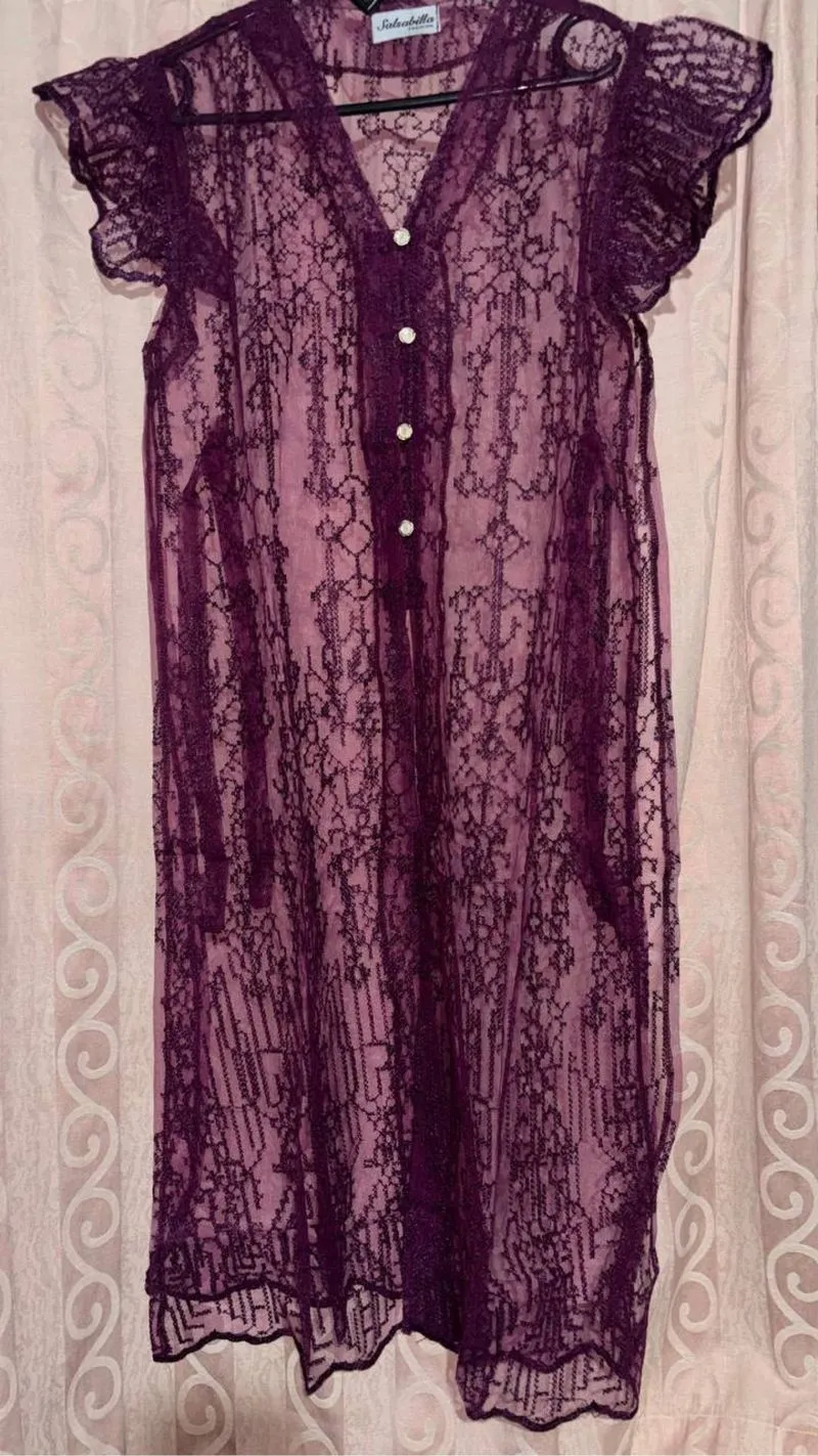 neww! outer brokat panjang all size warna ungu photo 1