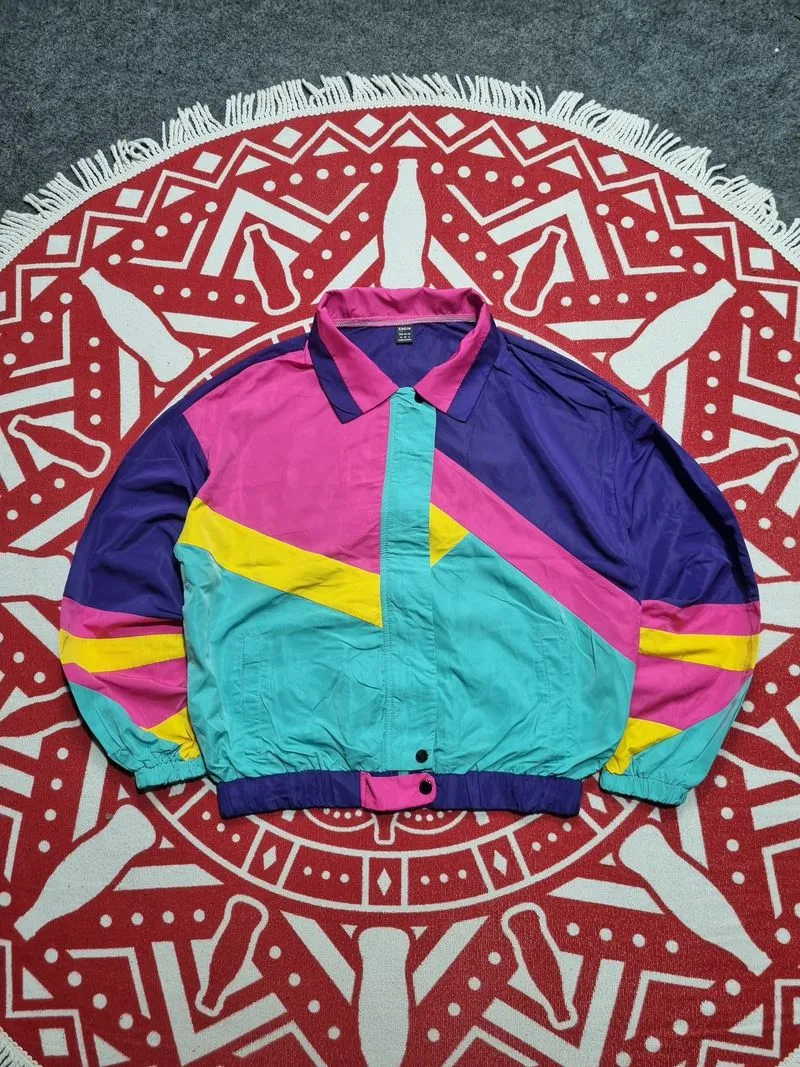 Shein Retro multicolor Windbreaker Womens Size photo 1