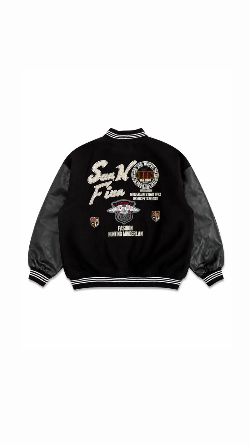 VARSITY JACKET MINDERLAND LEATHER WOOL VINTAGE photo 1