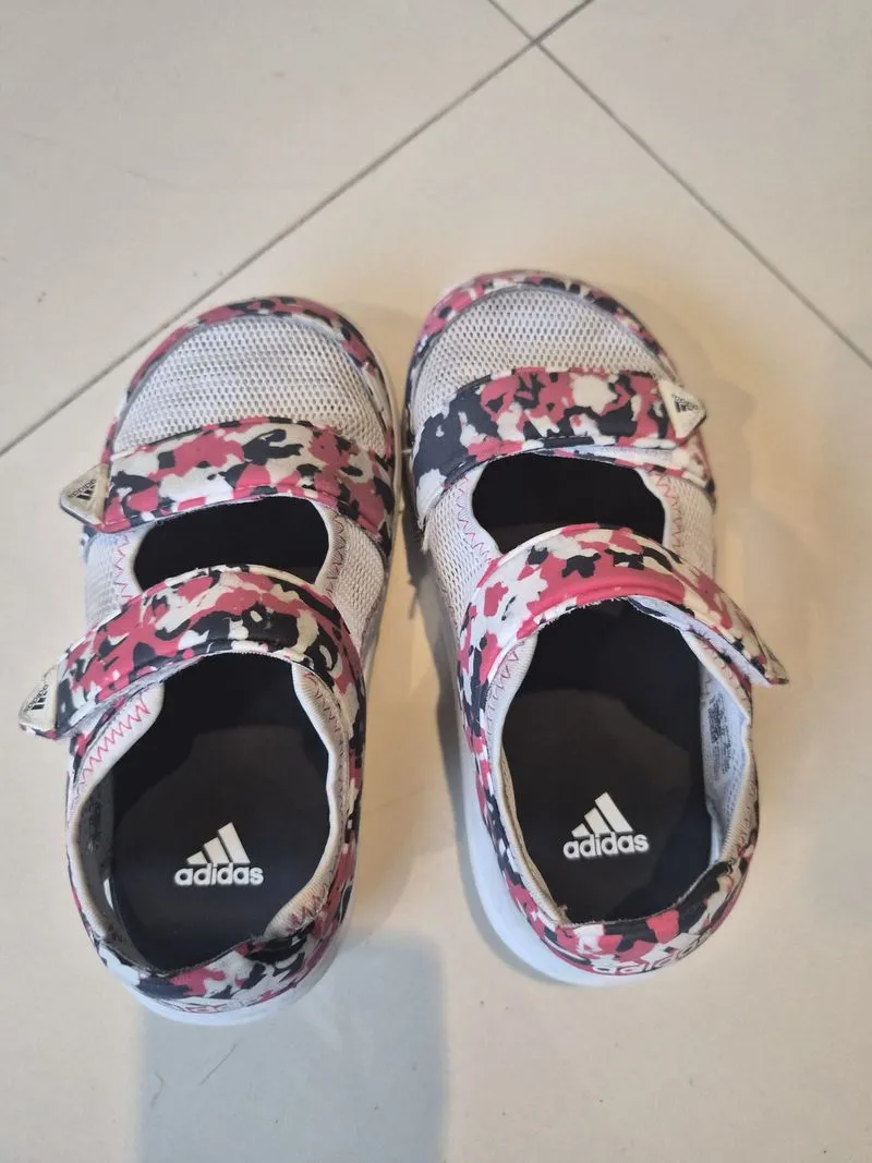 Adidas Sandals Kid Comfort White Pink Sz 32 photo 1