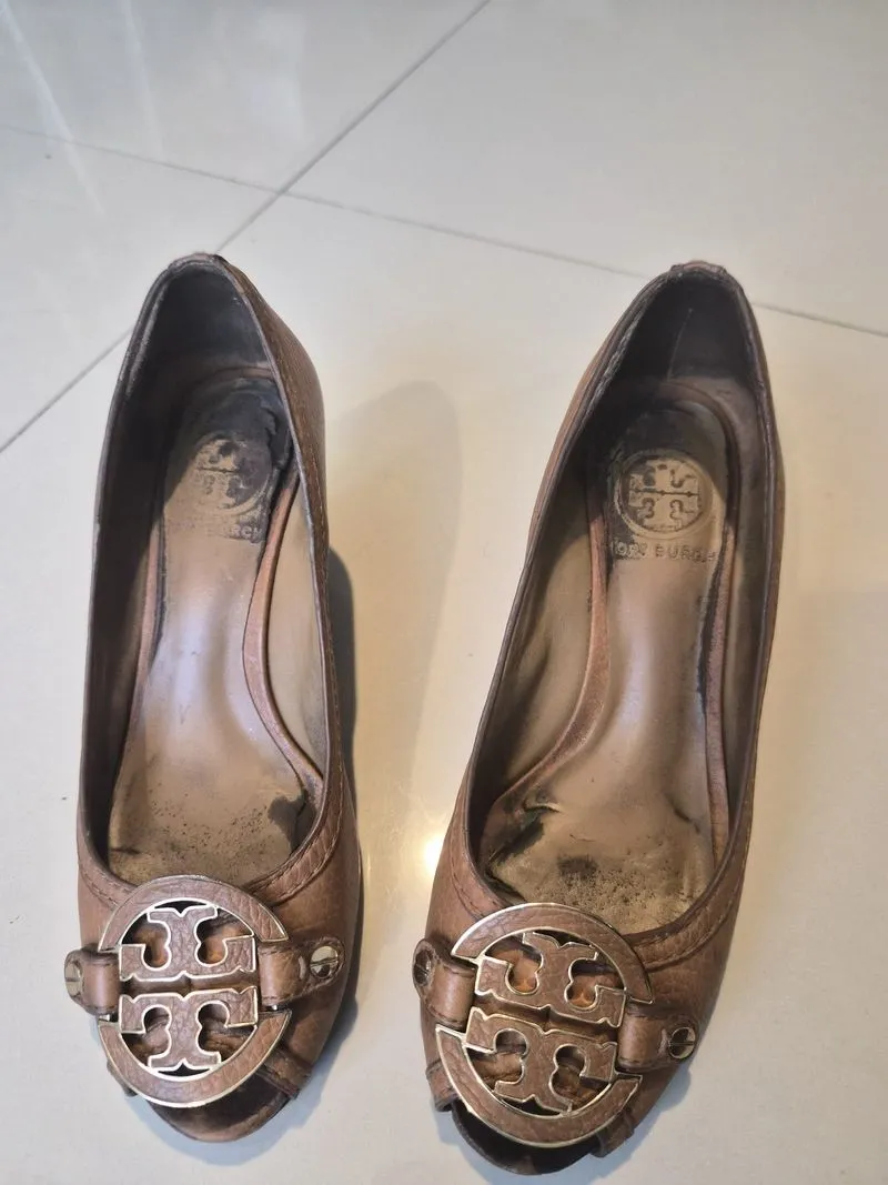 Tory Burch Amanda Open Shoes Tan Leather Sz 36 photo 1