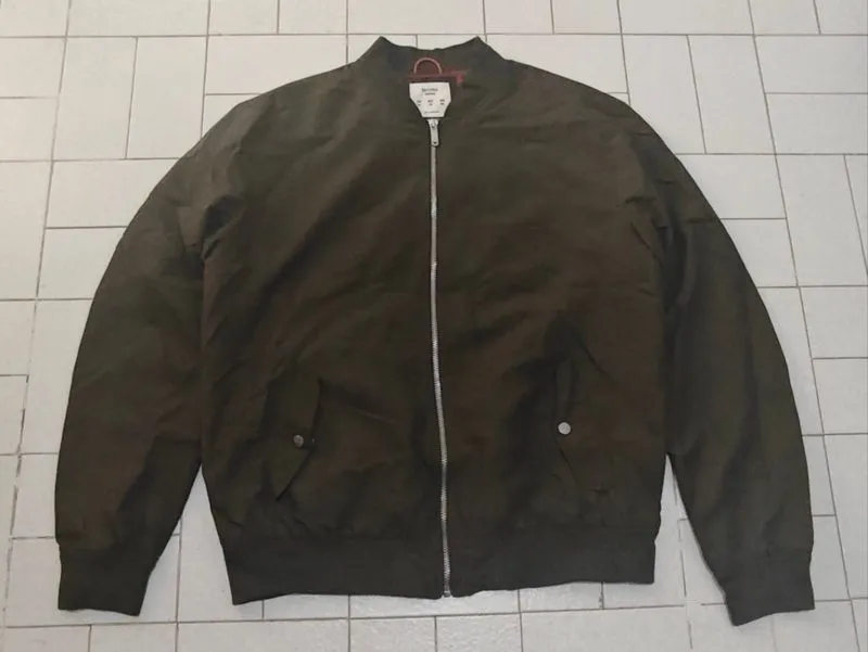 Jaket Casual Bomber Bershka Khaki photo 1