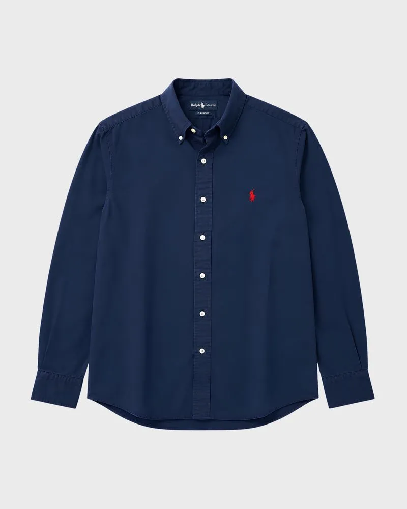 [L-XL] Ralph Lauren Cotton Navy Long Sleeve Shirt (KM-357) photo 1