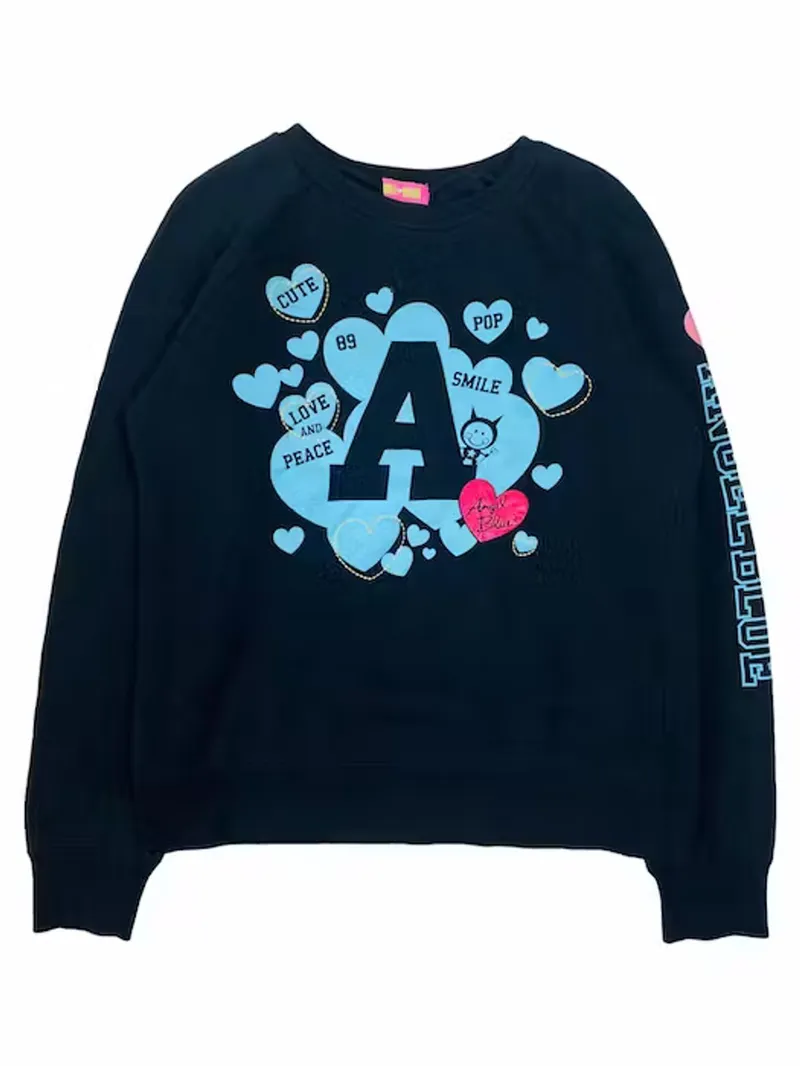 Angel Blue Vintage Y2K Sweatshirt Pria navy photo 1