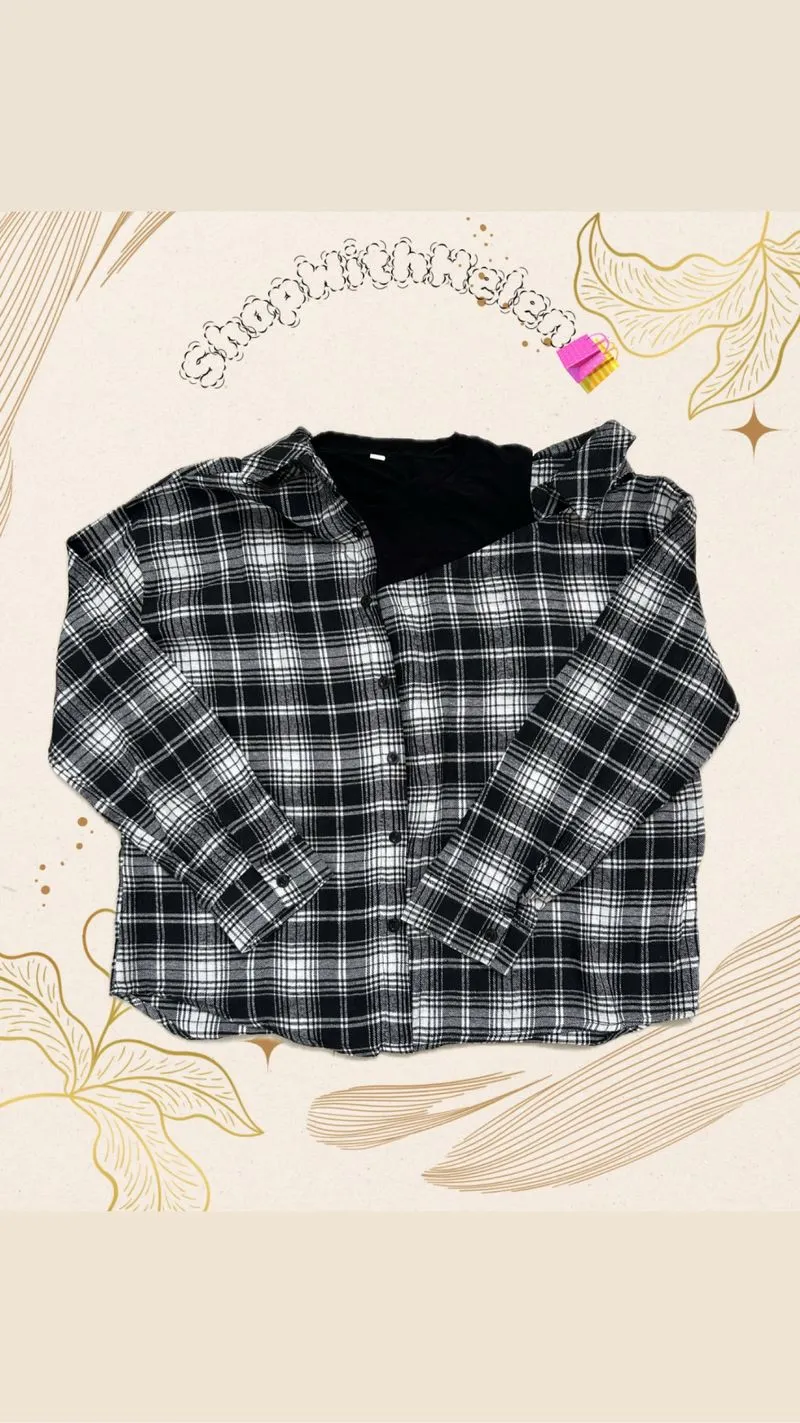 🖤 Black & White Plaid Shirt 🖤 photo 1