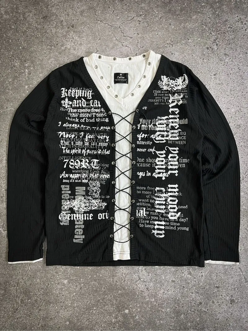 Collins Graphic Skull Poem Lace Double Layered Longsleeve photo 1