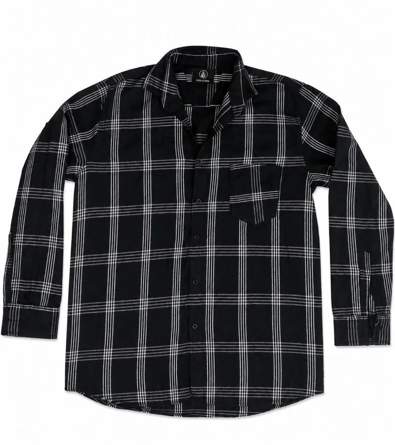 Kemeja Volcom Plaid Kotak-Kotak Hitam Putih Lengan Panjang photo 1