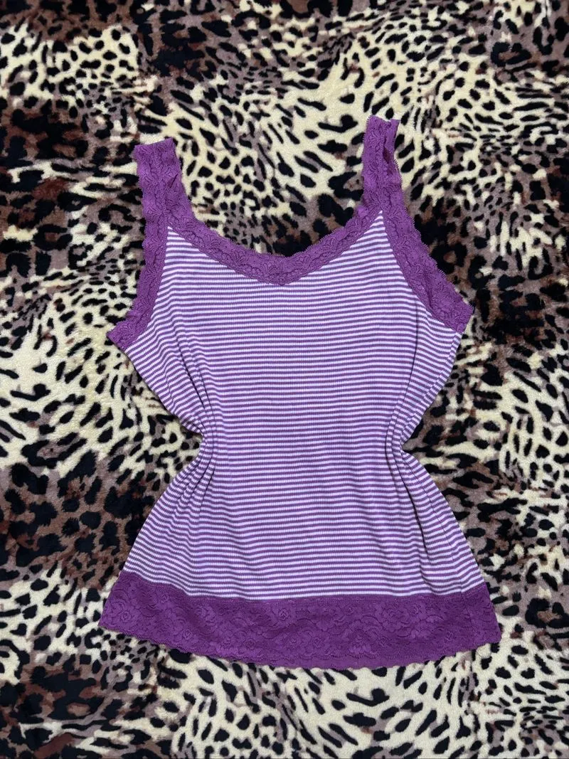 stripe lace tanktop y2k photo 1