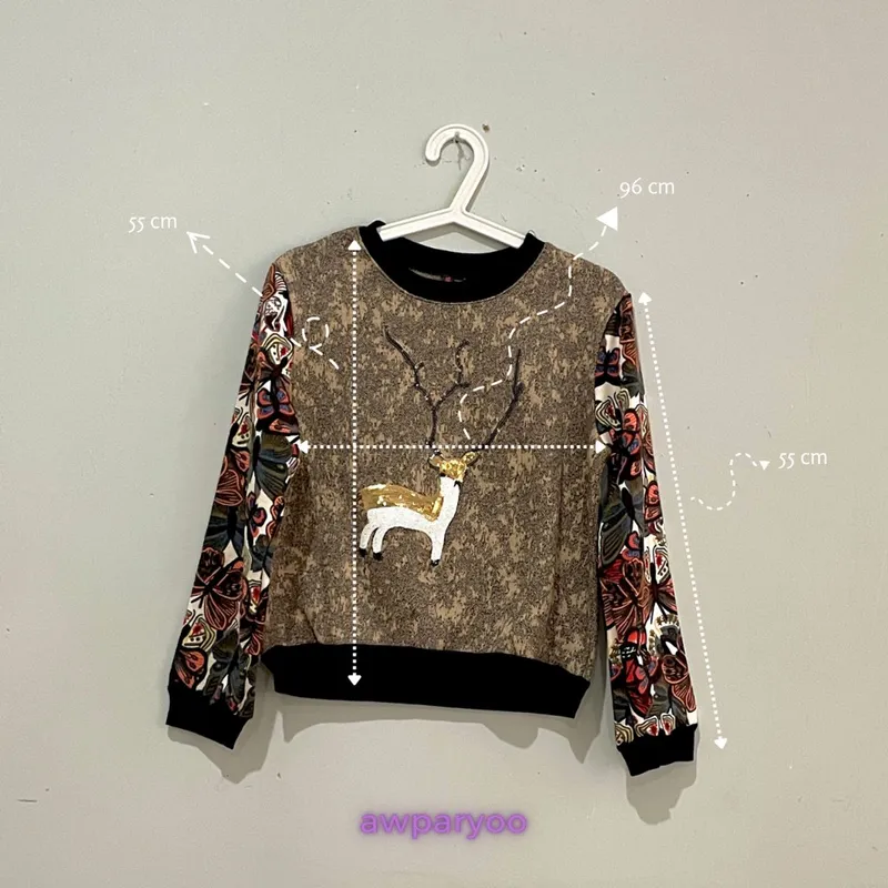 Casual Sweatshirt Wanita multicolor brown photo 1