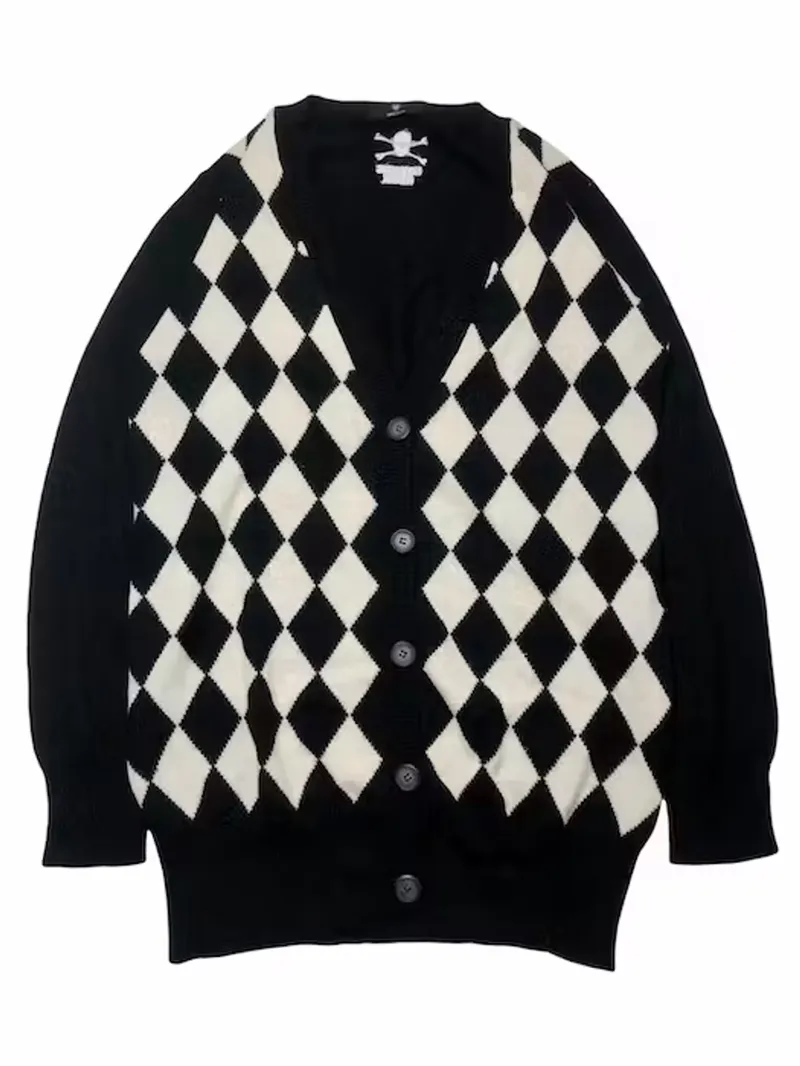 Japanese brand Vintage Y2K Cardigan Pria white black photo 1