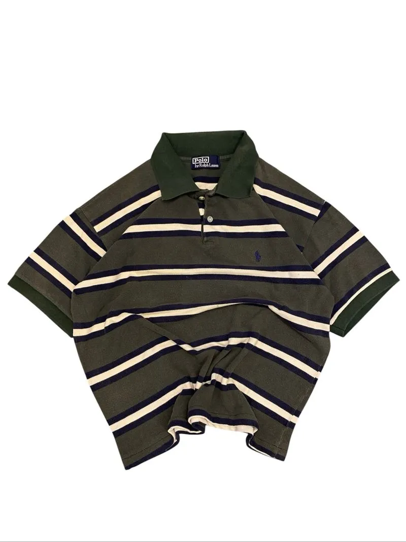 RALPH LAUREN POLO STRIPE GREEN BOXY SHIRT photo 1