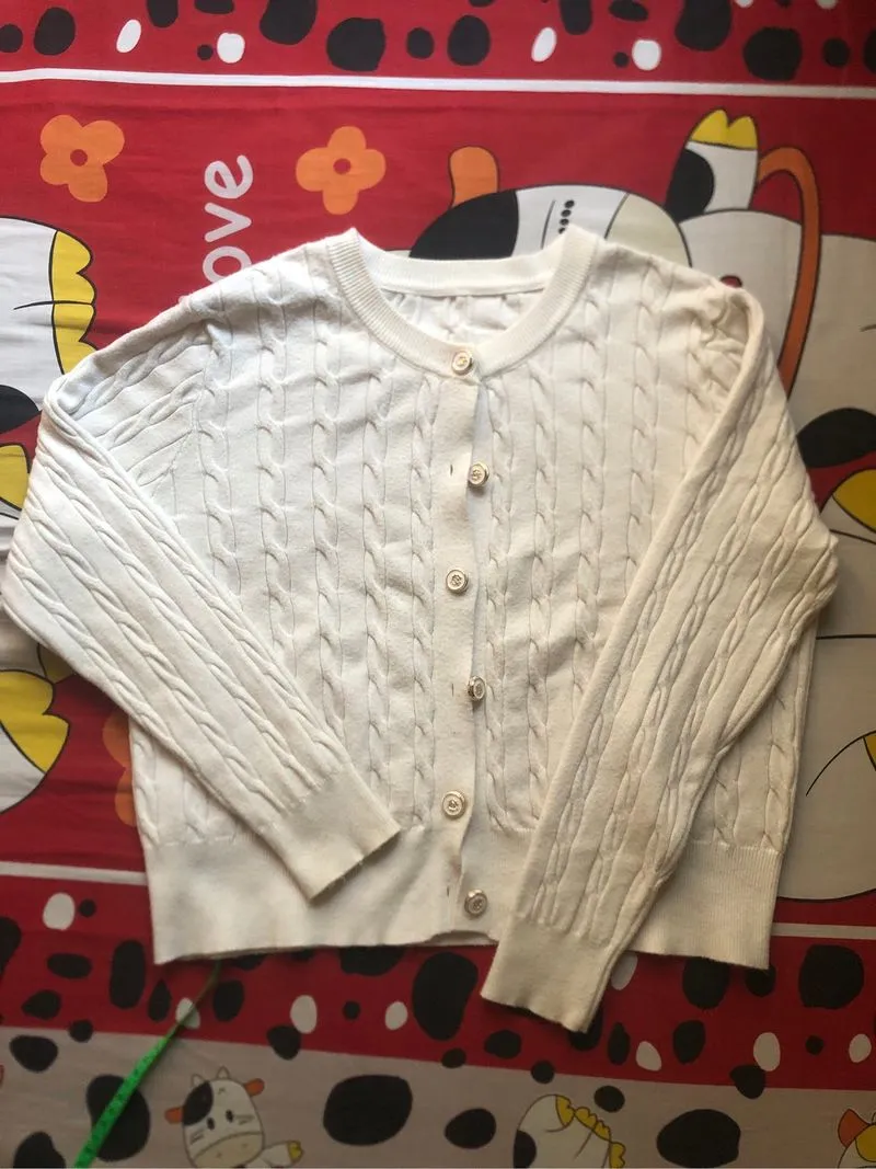 Haerin Cardigan Cable Knit Broken White Brand Kiyorawears photo 1