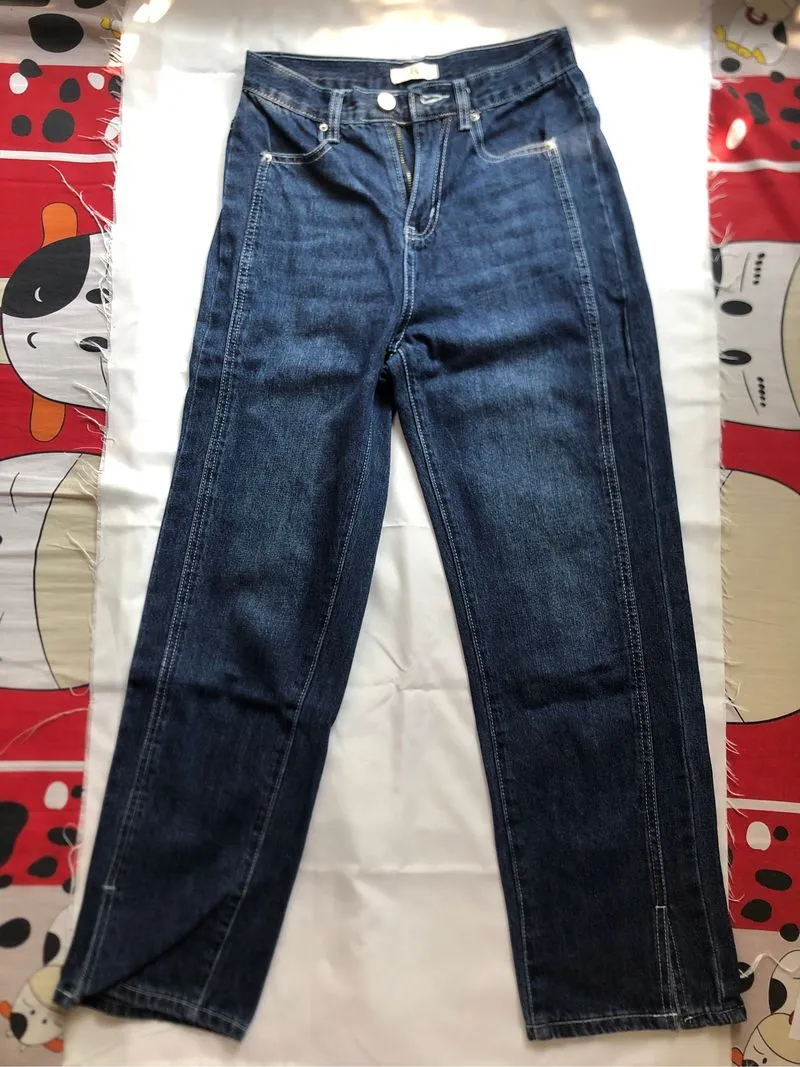 High Waist Slit Jeans Biru photo 1