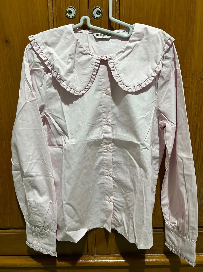 Kemeja Pink Ruffle Collar photo 1