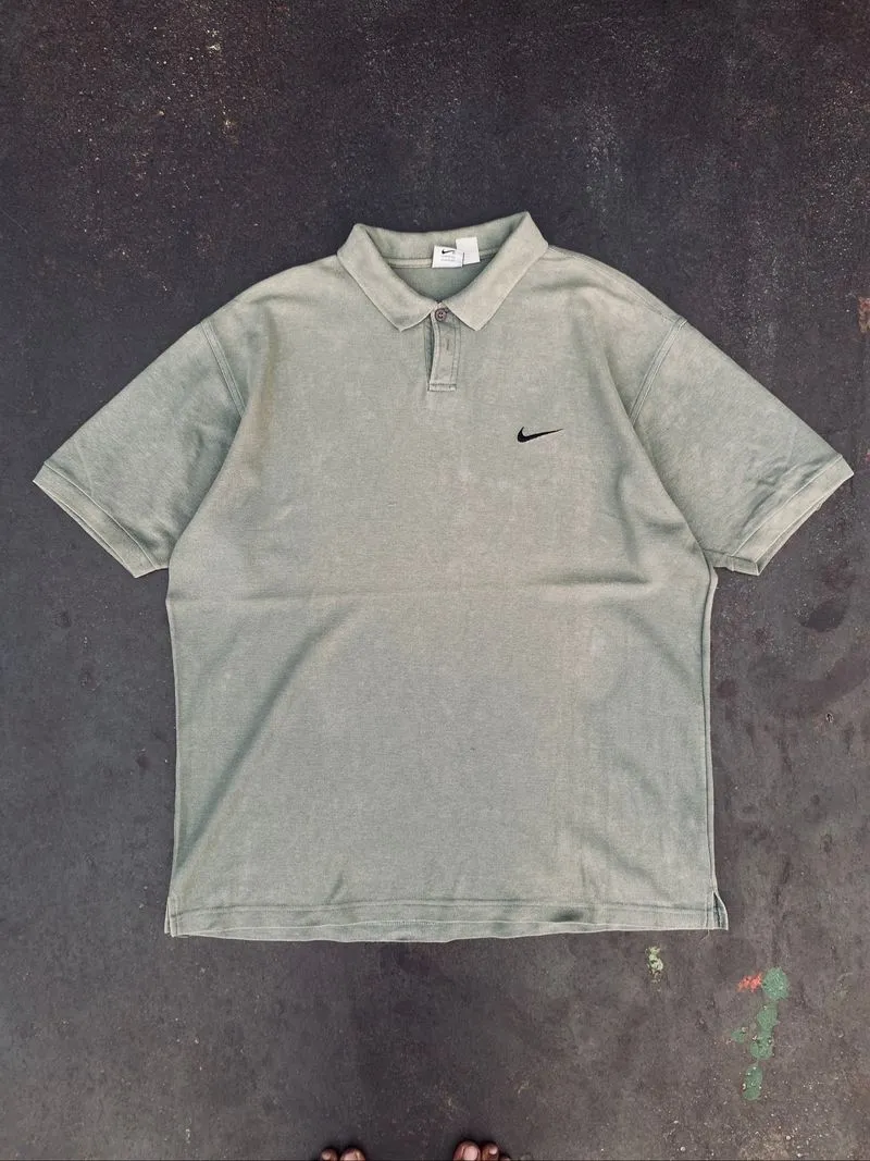 Vintage Polo Shirts Nike Small Swoosh Sage Green 90s photo 1